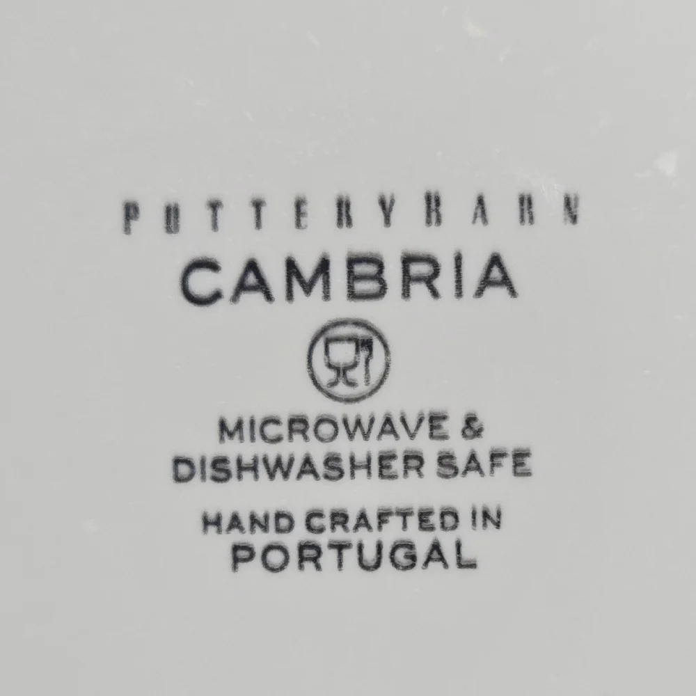 Pottery Barn Cambria Stone (3) Salad Plates Handcrafted Rustic Trim White 9.5